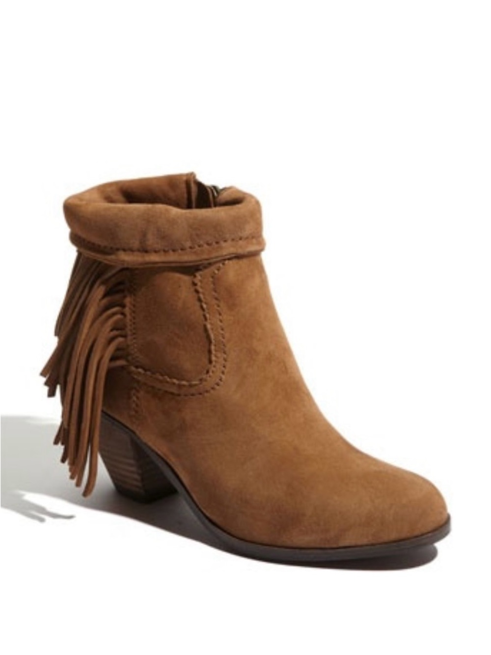 Sam Edelman Louie Fringe Ankle Boot Tan Suade Leather